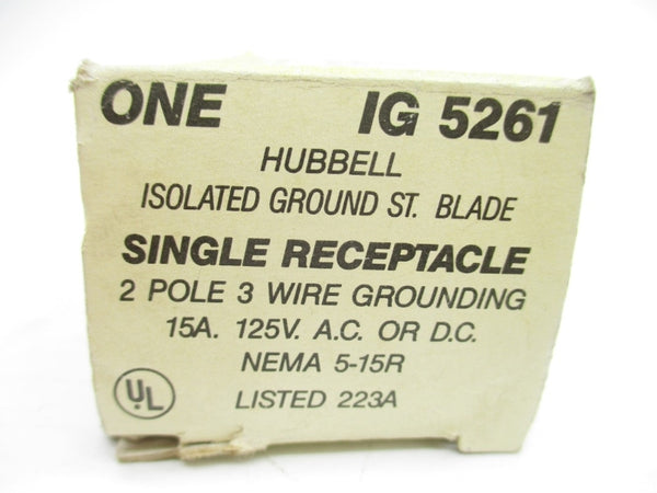 HUBBELL IG5261 125VAC/DC 15A NSMP