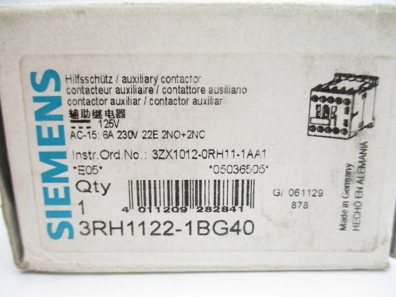 SIEMENS 3RH1122-1BG40 125VDC 10A NSMP
