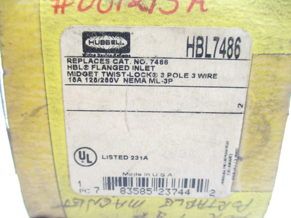 HUBBELL HBL7486 125/250V 15A NSMP