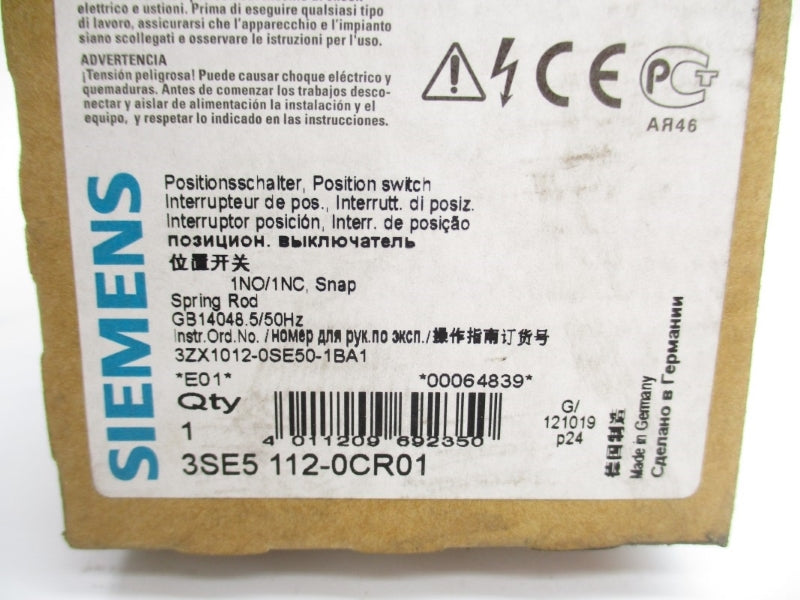 SIEMENS 3SE5112-0CR01 230V 3A NSMP