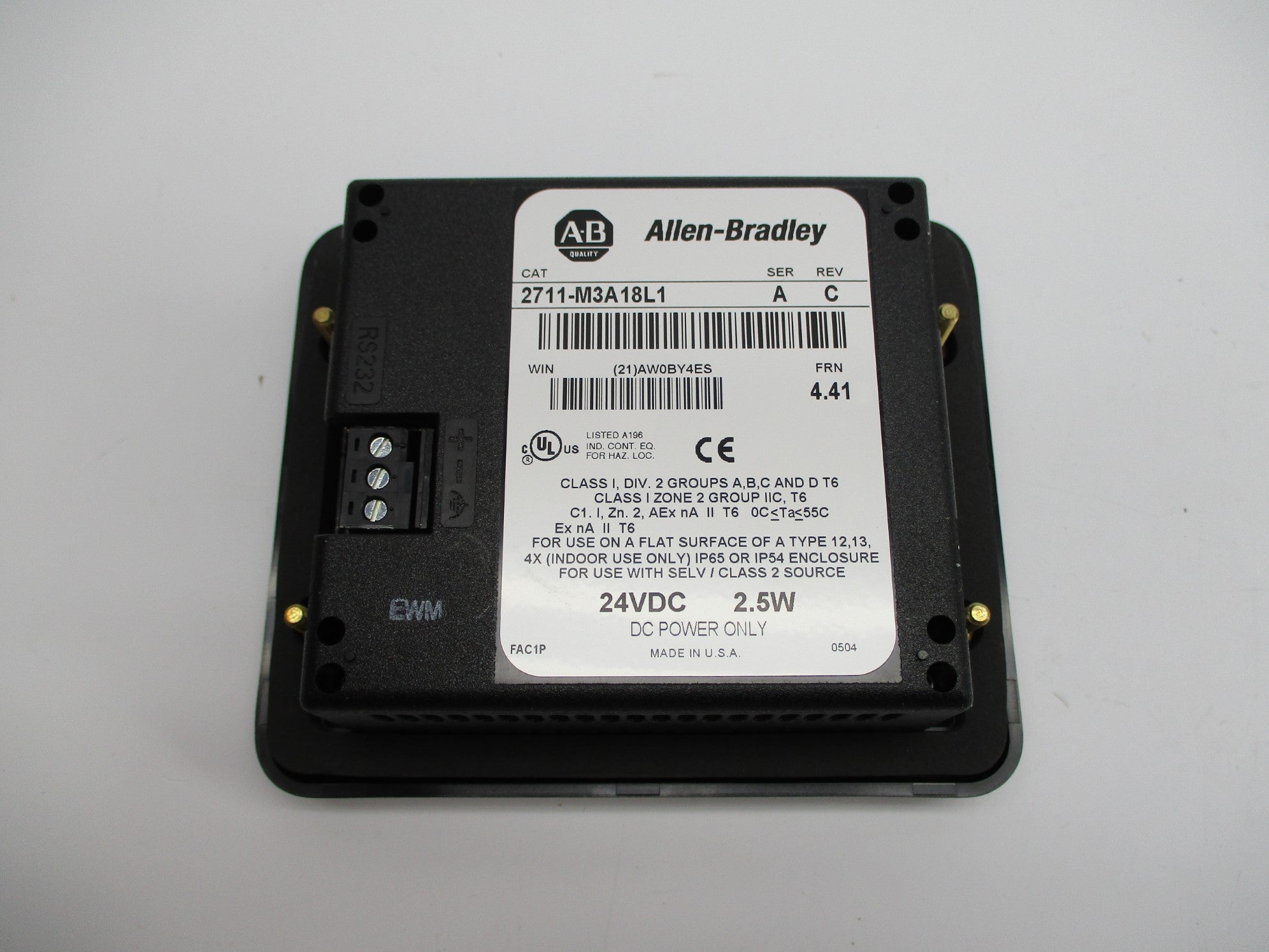 ALLEN BRADLEY 2711-M3A18L1 SER. A F/W 4.41 NSMP