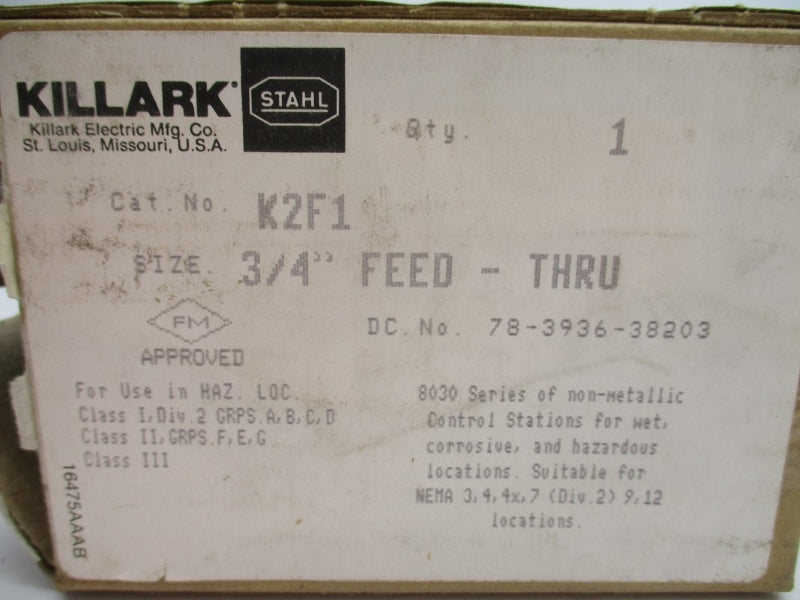 KILLARK K2F1 8030/114 500V 3/4" NSMP