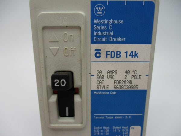 WESTINGHOUSE FDB2020L SER. C 600VAC 20A NSNP