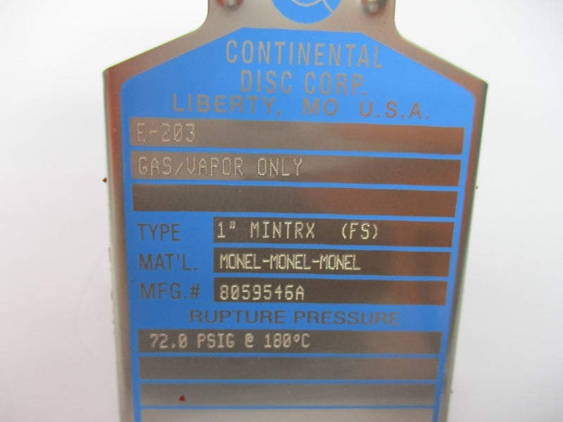 CONTINENTAL DISC 8059546A 72.0PSI 180'C 1" NSNP