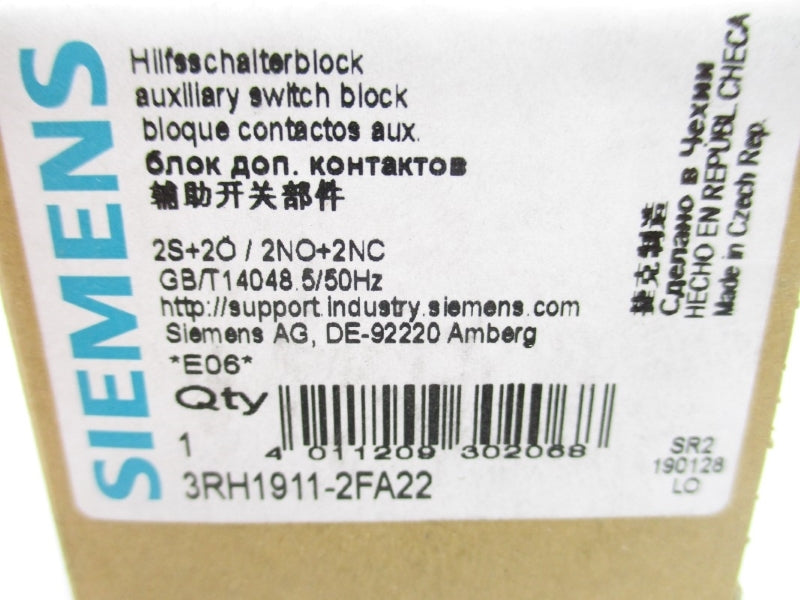 SIEMENS 3RH1911-2FA22 690V 10A NSMP