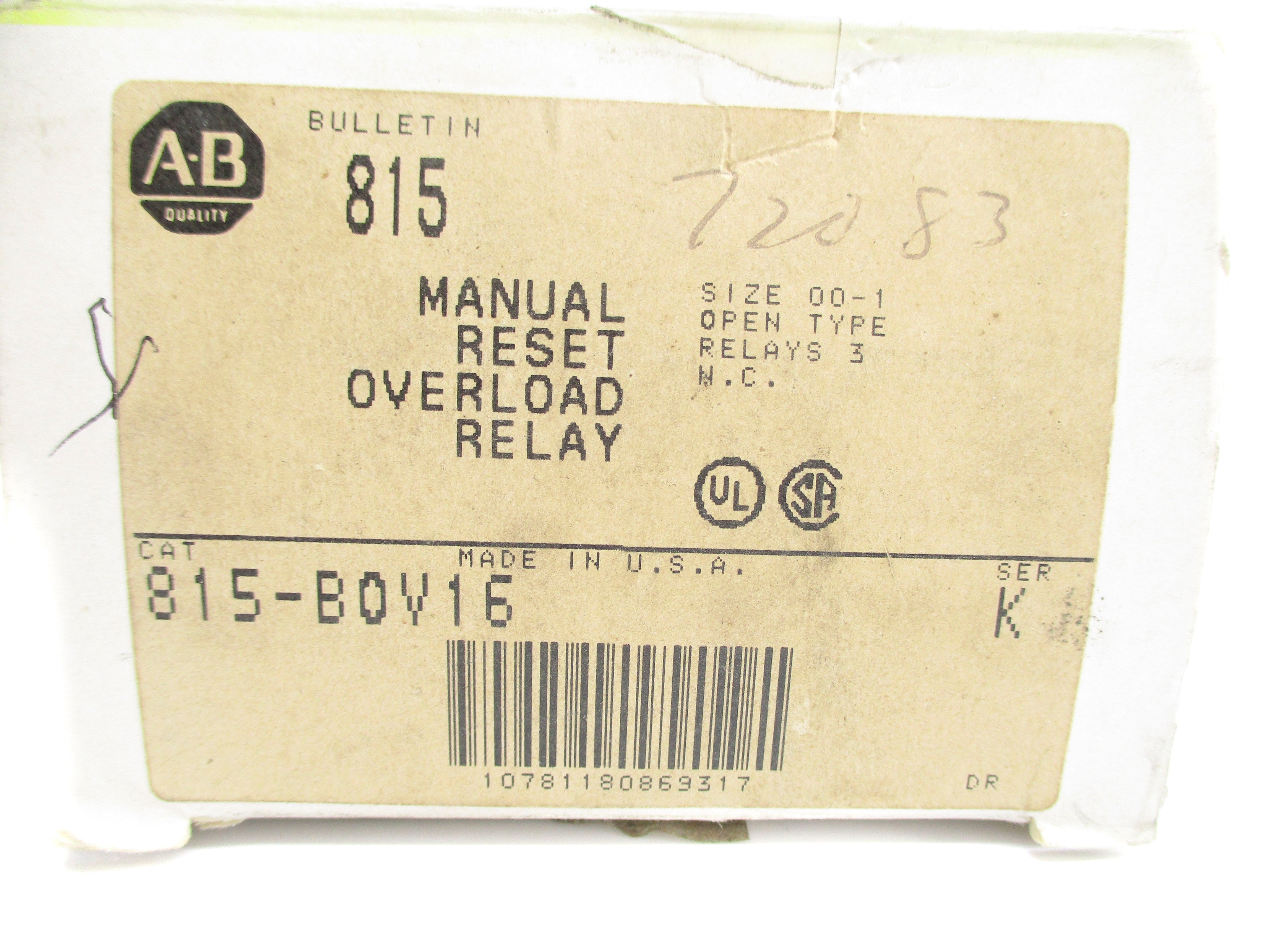 INDUSTRIAL SPARE PART 815-B0V16 SER. K 600V (BK/YL) NSMP