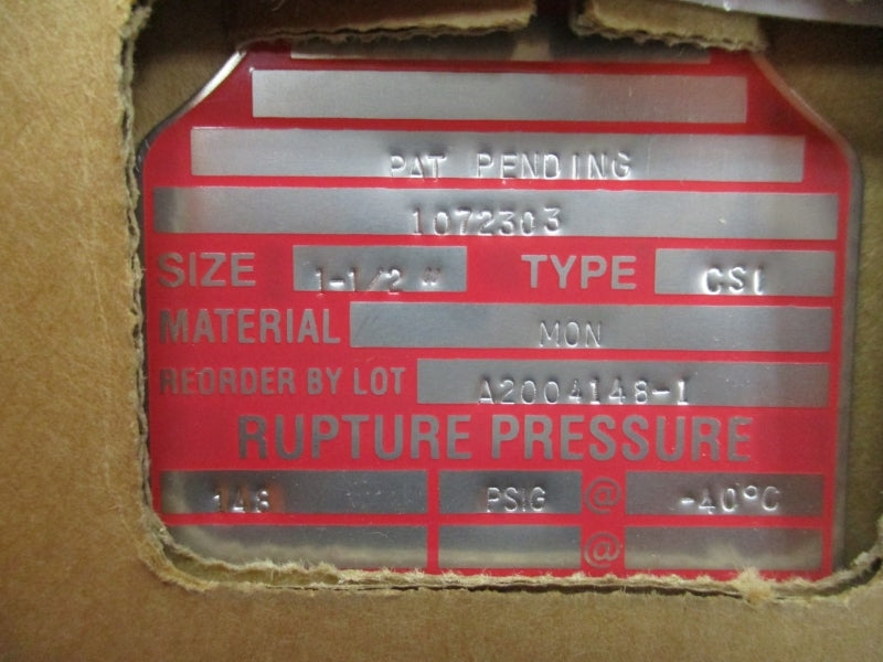 BS&B SAFETY SYSTEMS A2004148-1 148PSI -40'C 1-1/2" NSMP
