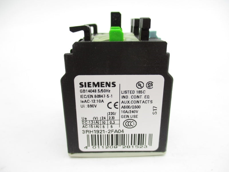 SIEMENS 3RH1921-2FA04 690V 10A NSMP