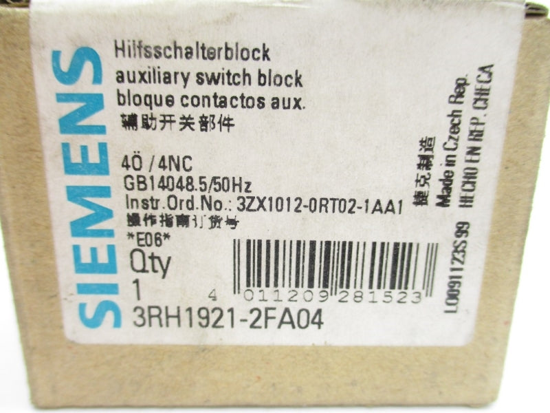 SIEMENS 3RH1921-2FA04 690V 10A NSMP