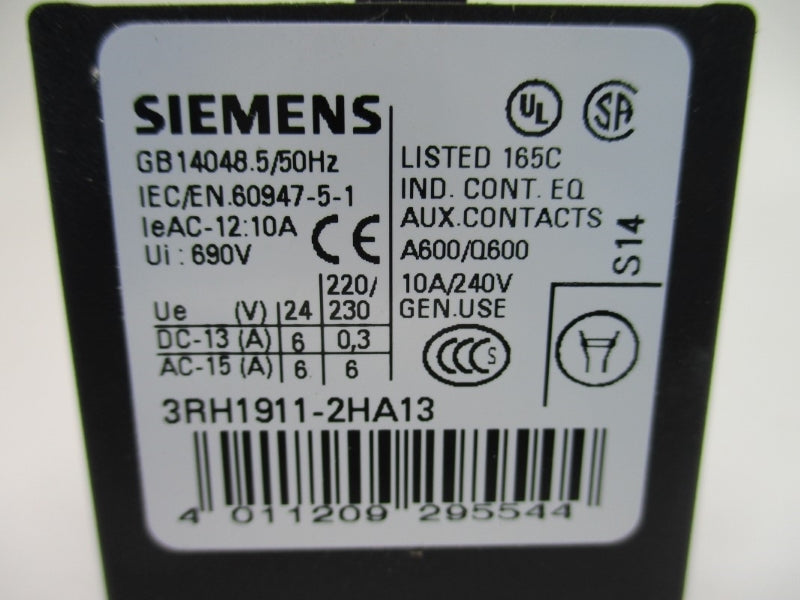 SIEMENS 3RH1911-2HA13 690V 10A NSNP