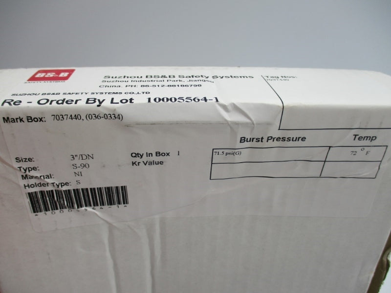 BS&B SAFTEY SYSTEMS 10005564-1 71.5PSI 72'F 3" NSMP