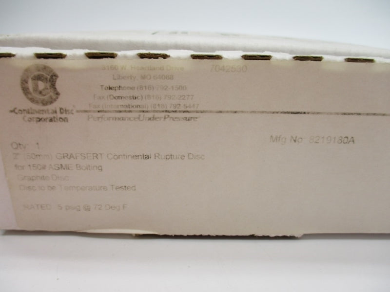 CONTINENTAL DISC 8219180A 5PSI 72'F 2" NSMP
