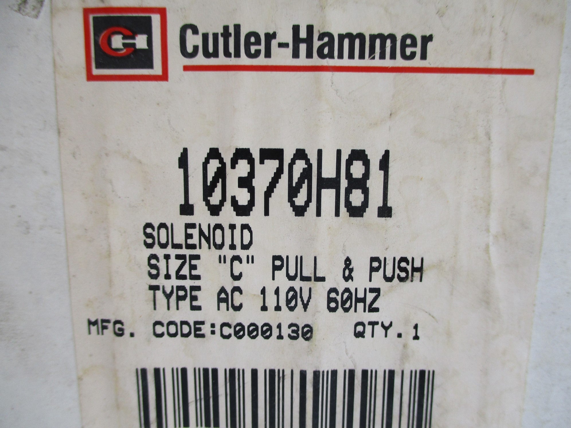 CUTLER HAMMER 10370H81 110V NSMP