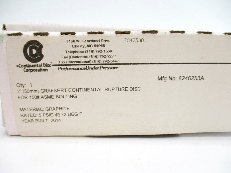 CONTINENTAL DISC 8246253A 5PSI 72'F 2" NSMP