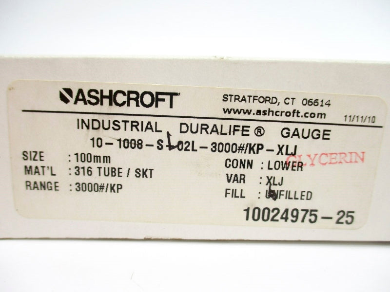 ASHCROFT 10-1008-S-02L-3000#/KP-XLJ 3000PSI NSMP