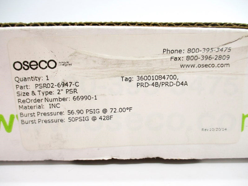 OSECO PSR02-6947-C 56.90PSI 72.00'F 2" NSMP