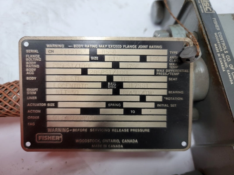 FISHER 8550 285PST/100F 375'F 6" NSNP