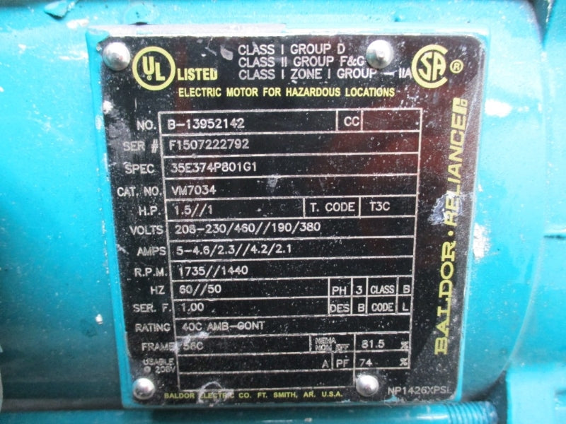 BALDOR VM7034 B-13952142 460V 5A NSNP