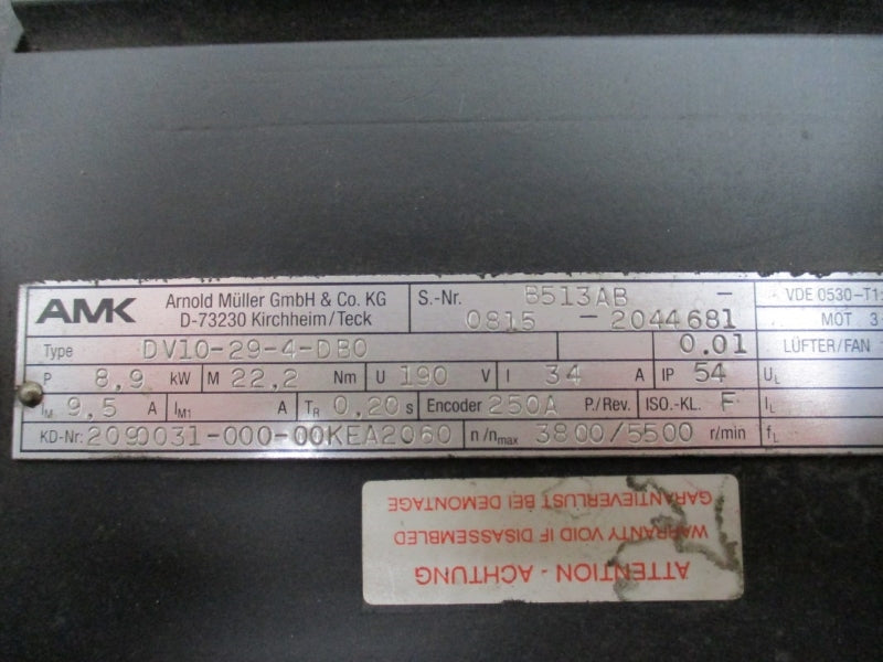 AMK DV10-29-4-DB0 2090031-000-00KEA2060 190V 34A NSNP