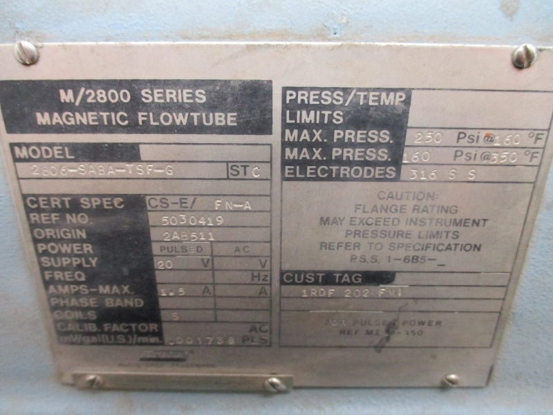 FOXBORO M/2800 SERIES 2806-SABA-TSF-G 20V 1.5A 250PSI 350'F NSNP