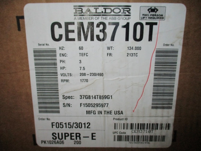 BALDOR CEM3710T 208-230/460V 21-18.8/9.4A NSMP