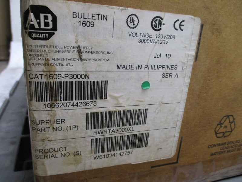 ALLEN BRADLEY 1609-P3000N SER. A 120/208V 3000VA NSMP