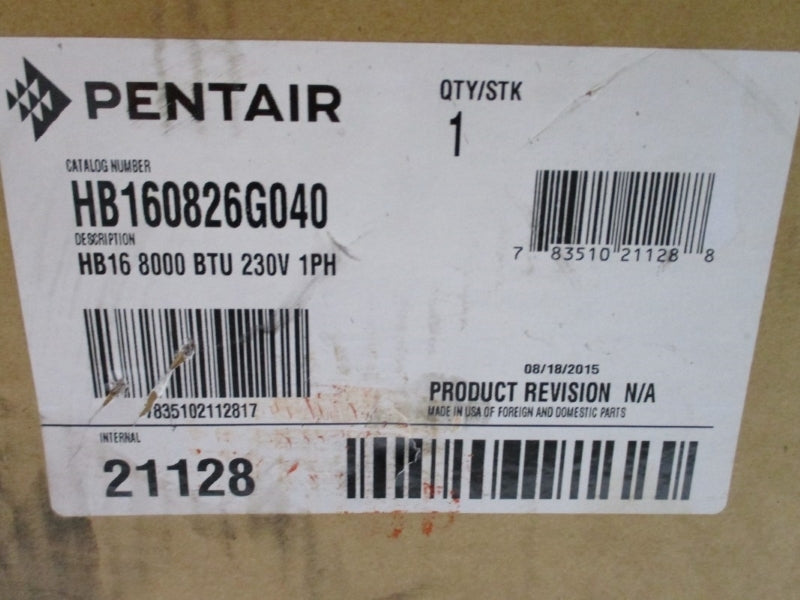 PENTAIR HB160826G040 230V 9.4/10.2A 520PSIG 407'C NSMP