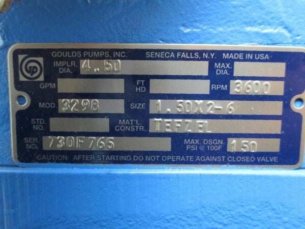 GOULDS PUMPS 3298 150PSI 4.50" 1.50X2-6 NSNP