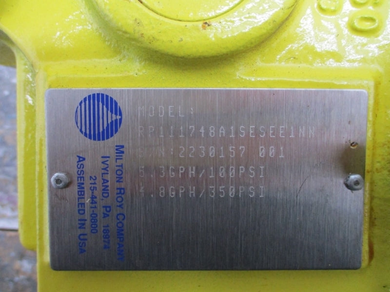 MILTON ROY RP111748A1SESEE1NN W/ E81C2154G 208-230V 5.4A 350PSI NSNP
