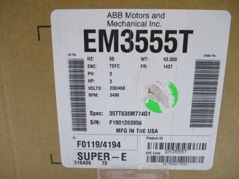 BALDOR RELIANCE EM3555T 230/460V 5/2.5A NSMP