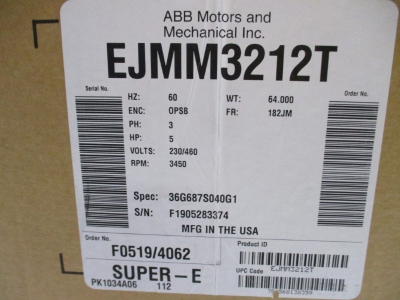 BALDOR EJMM3212T 230/460V 12/6A NSMP