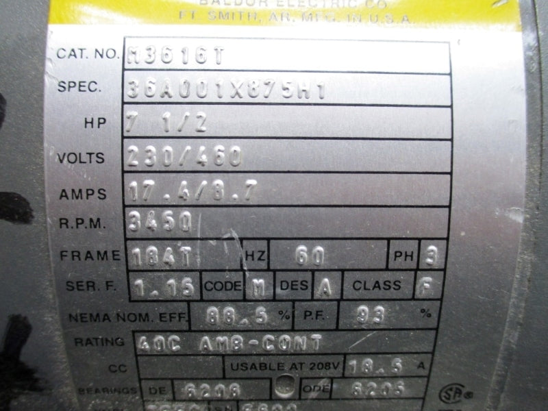 BALDOR M3616T 230/460V 17.4/8.7A NSNP