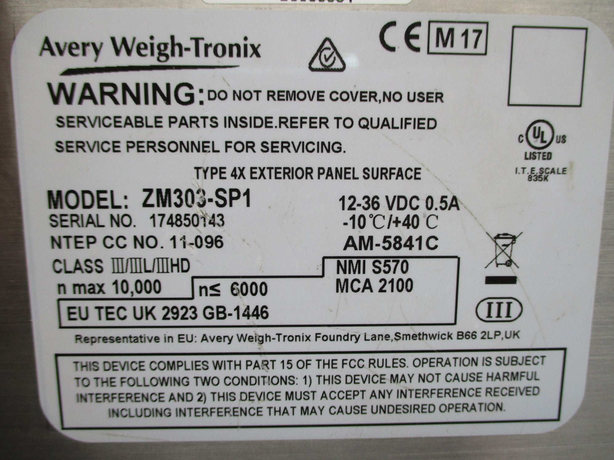 AVERY WEIGH-TRONIX ZM303-SP1 NSNP
