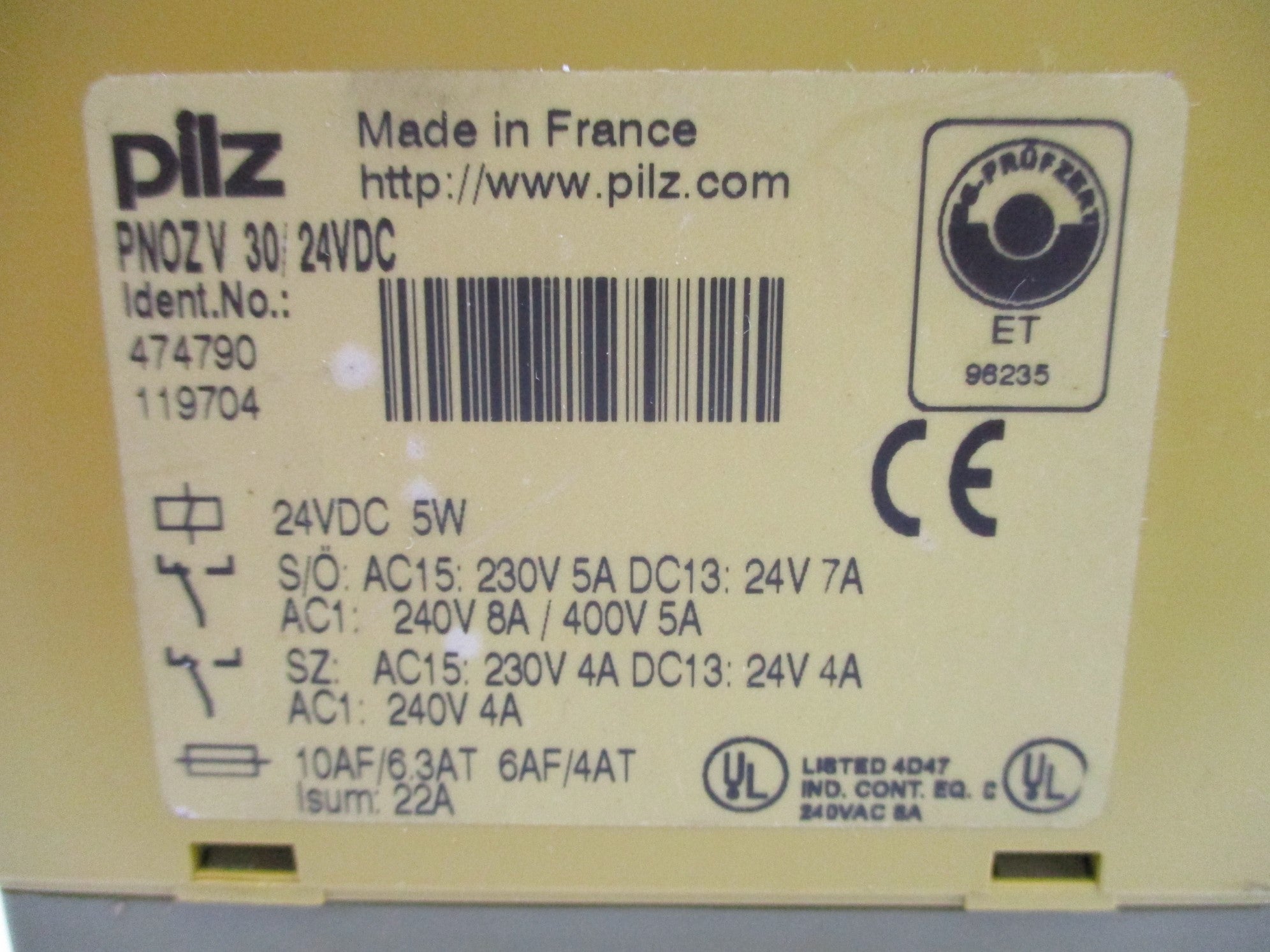 PILZ PNOZV30/24VDC 474790 24VDC 8A NSNP