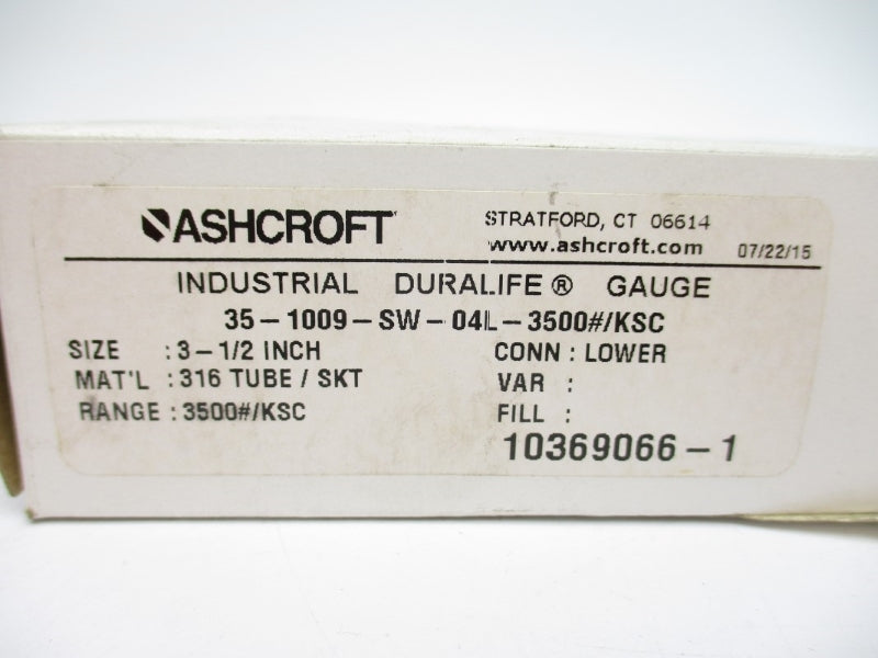 ASHCROFT 35-1009-SW-04L-3500#/KSC 3500PSI 3-1/2" NSMP