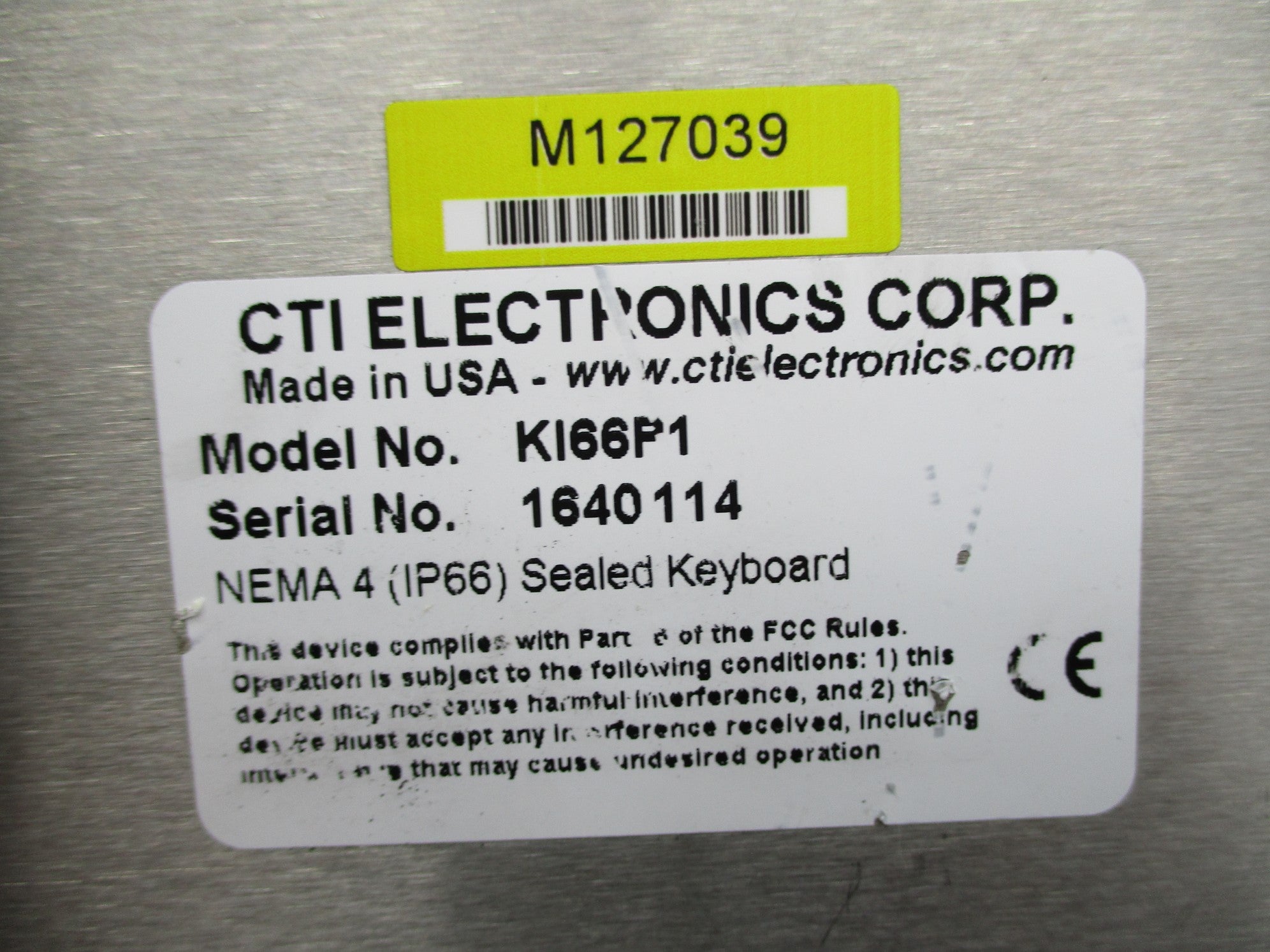 CTI ELECTRONICS KI66P1 UNMP