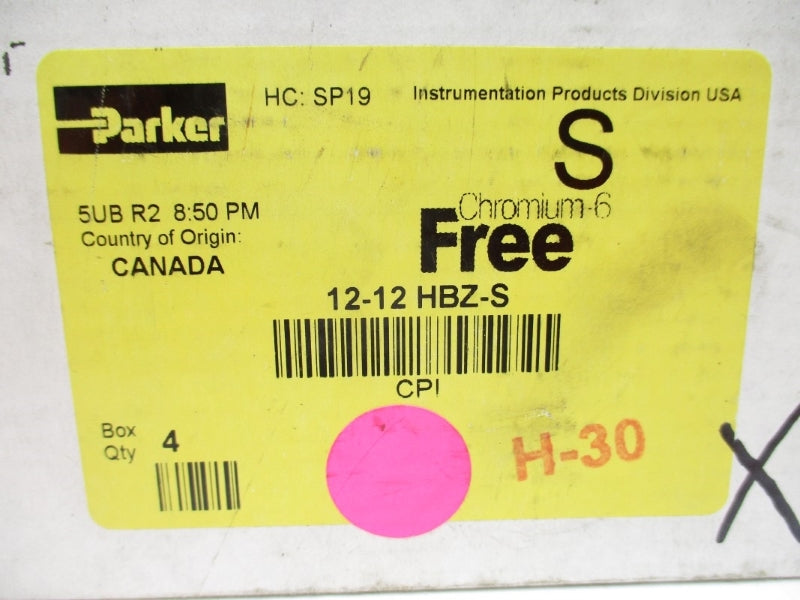 PARKER 12-12HBZ-S (PKG OF 4) NSMP