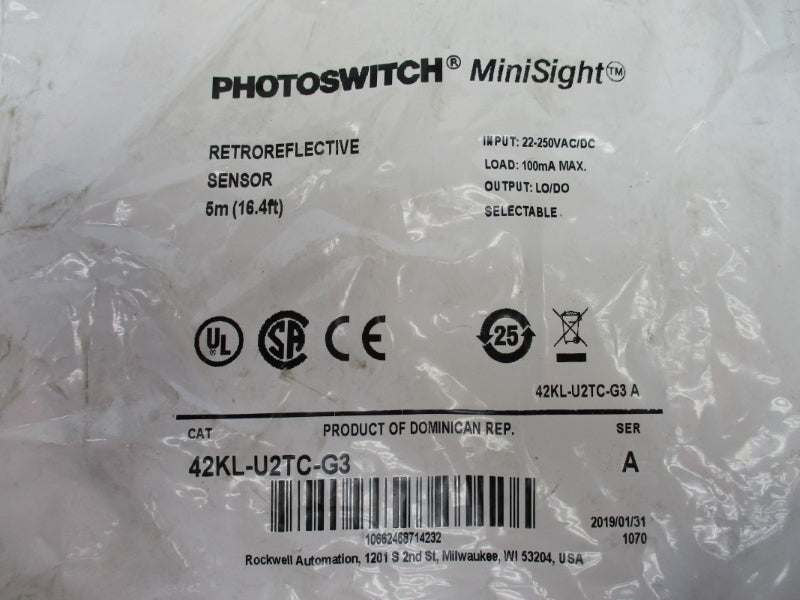 ALLEN BRADLEY 42KL-U2TC-G3 SER. A 22-250VAC/DC NSMP
