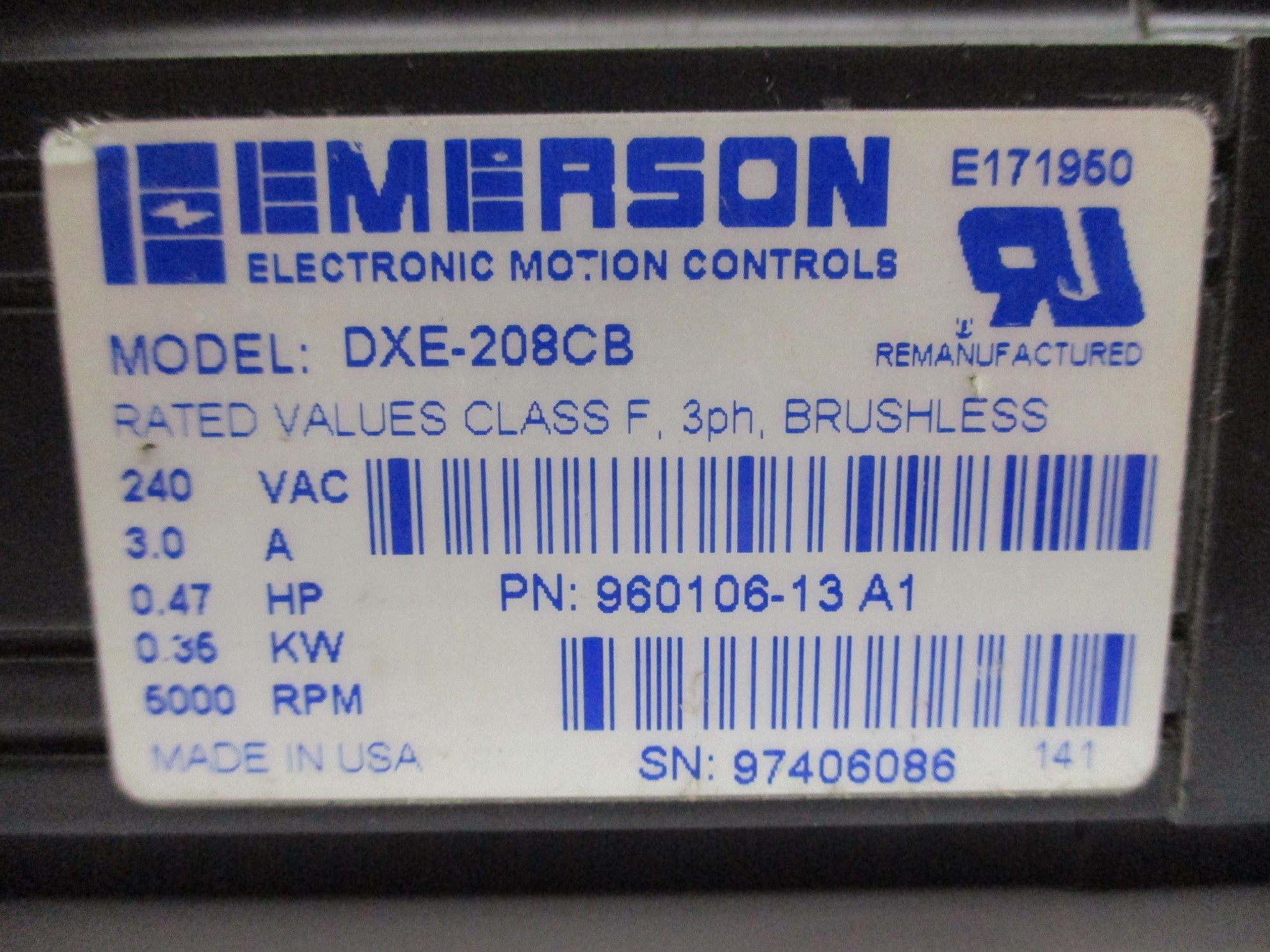 EMERSON DXE-208CB 960106-13A1 NSNP