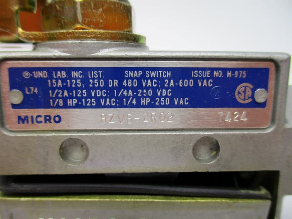 MICRO SWITCH BZV6-2RQ2 600VAC 2A NSMP
