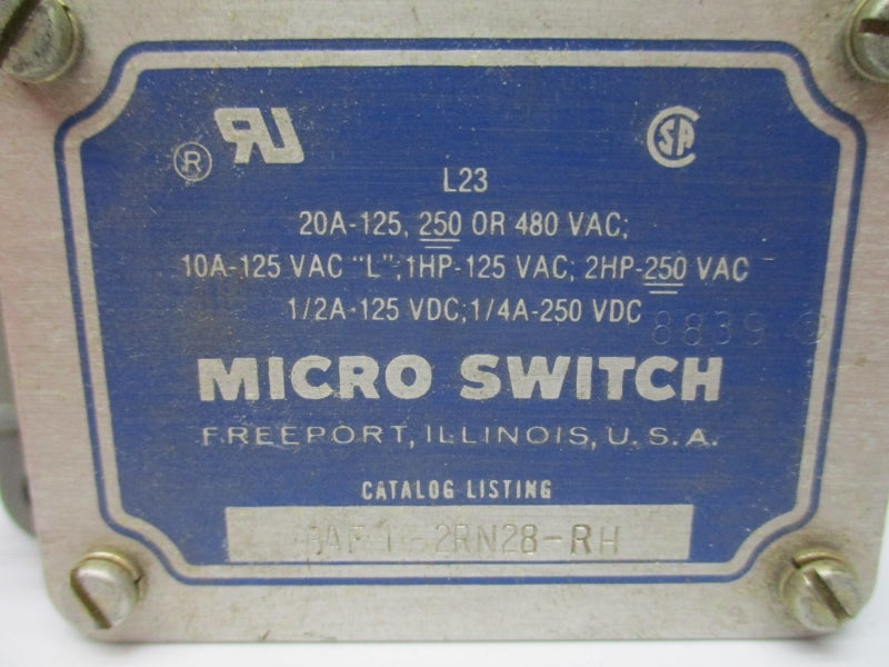 MICRO SWITCH BAF1-2RN28-RH 480VAC 20A NSMP