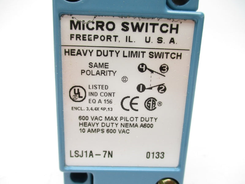 MICRO SWITCH LSJ1A-7N 600VAC 10A NSMP