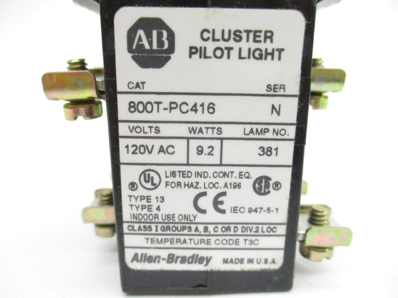 ALLEN BRADLEY 800T-PC416RGBC SER. N 120VAC NSNP