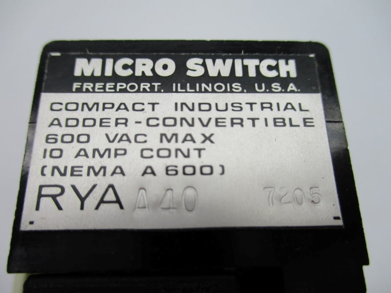 MICRO SWITCH RYAA40 600VAC 10A NSNP