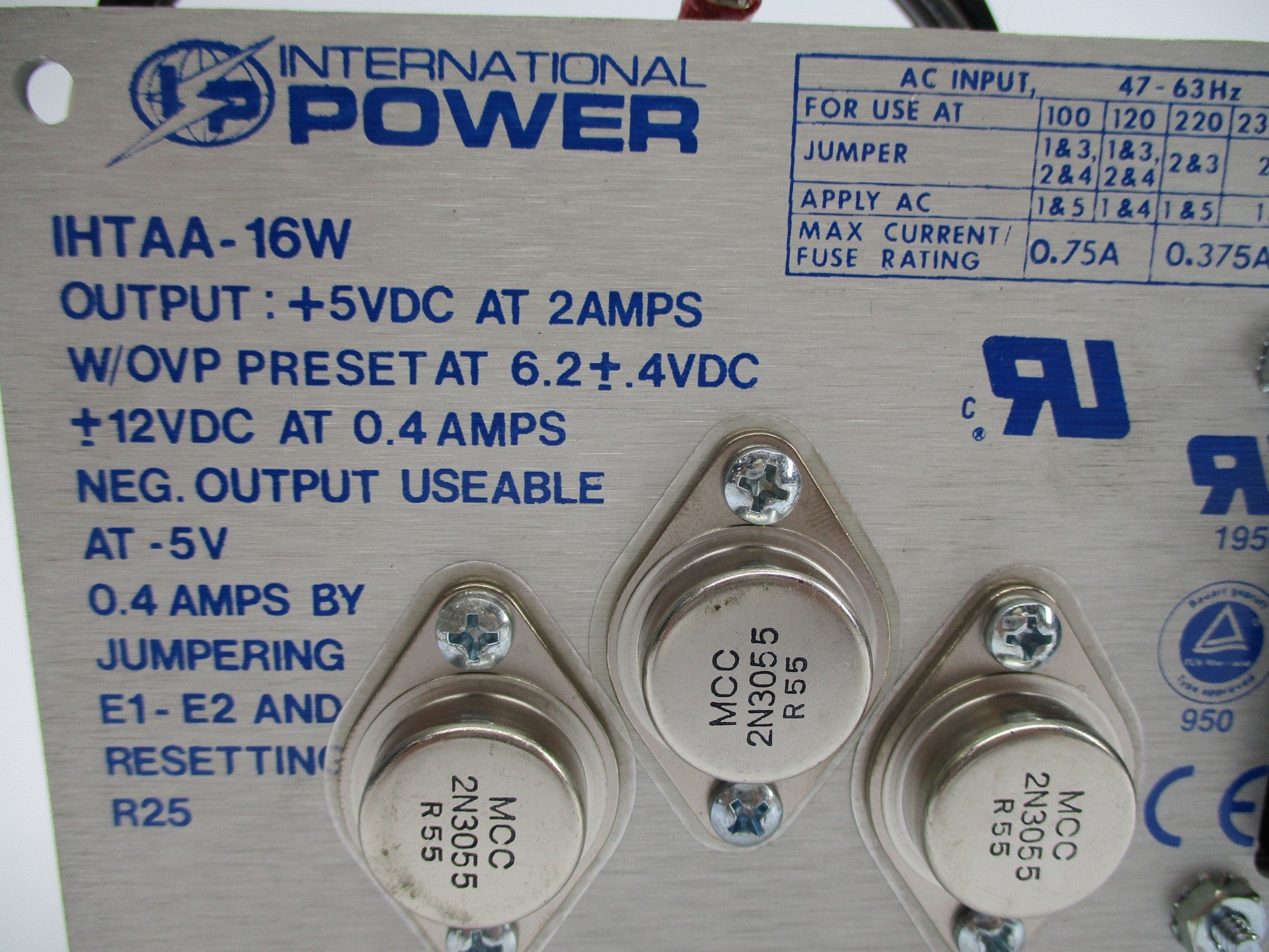 INTERNATIONAL POWER IHTAA-16W 230/240V 2A NSNP
