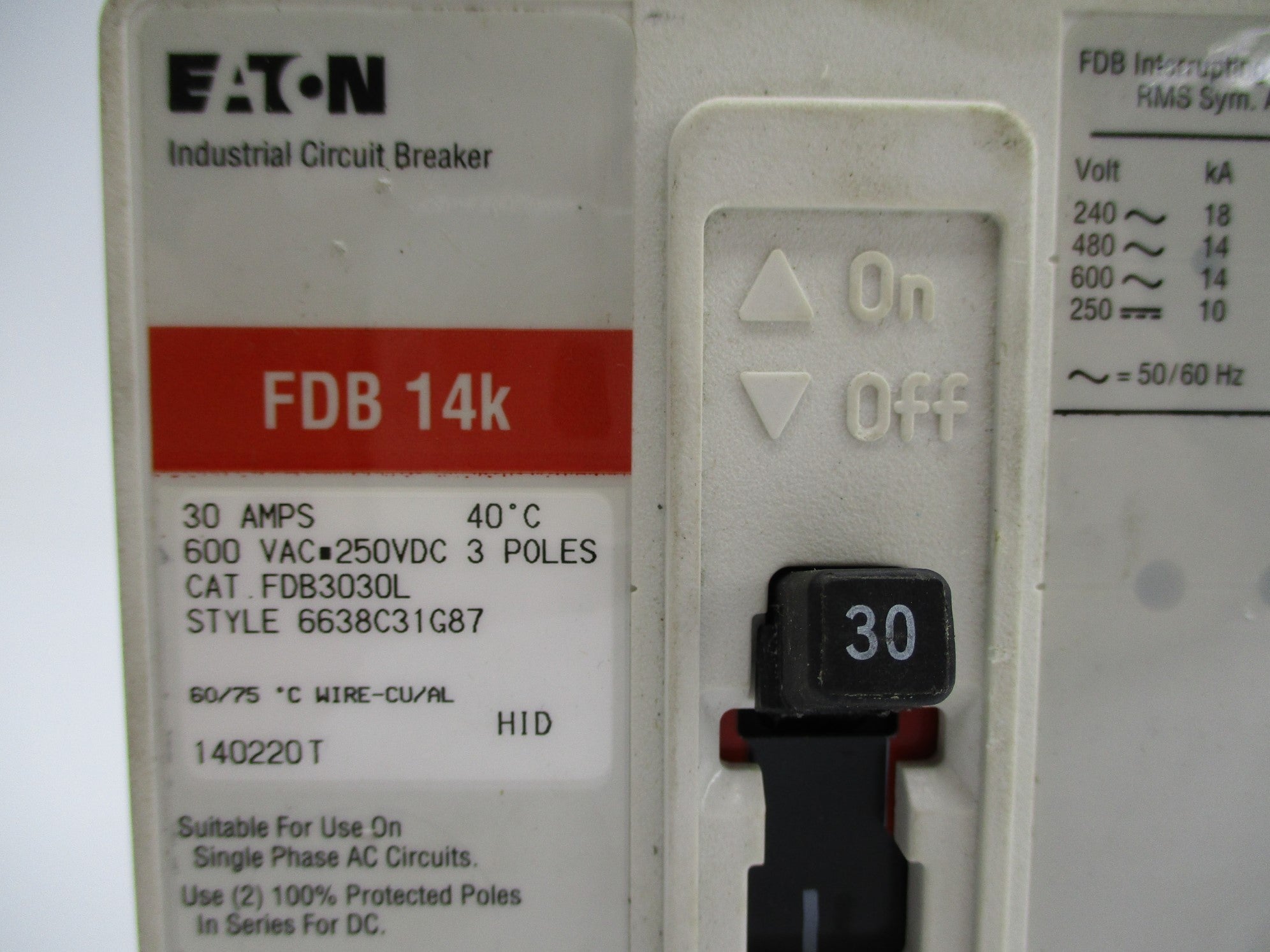 EATON FDB3030L 30A 600VAC 250VDC NSNP
