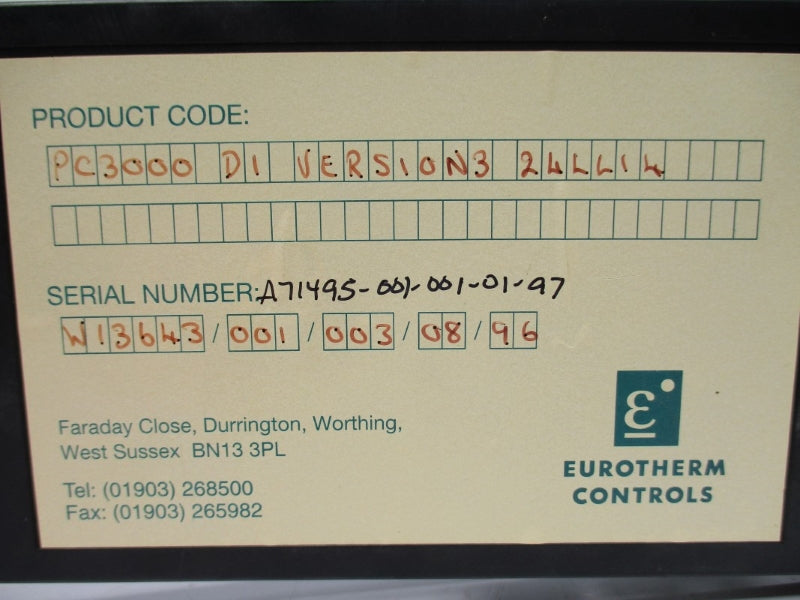 EUROTHERM CONTROLS PC3000-DI-VERSION3-24LL14 NSNP