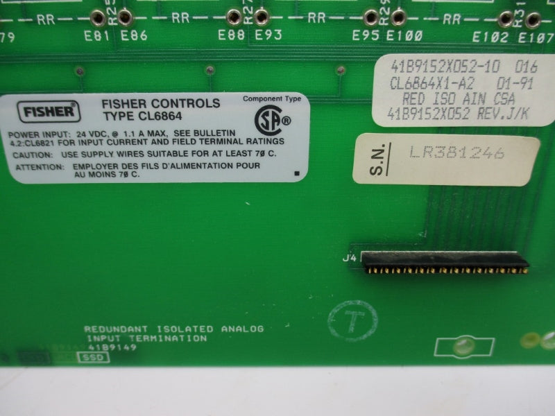 FISHER CONTROLS 41B9152X052 REV. J/K CL6864X1-A2 24VDC 1.1A NSNP