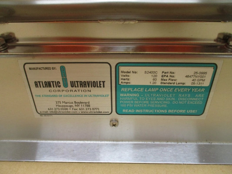 ATLANTIC ULTRAVIOLET S2400C 25-0995 120V 1.20A NSMP