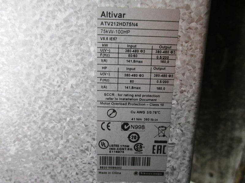 SCHNEIDER ELECTRIC ATV212HD75N4 380-480V 141.8A NSNP